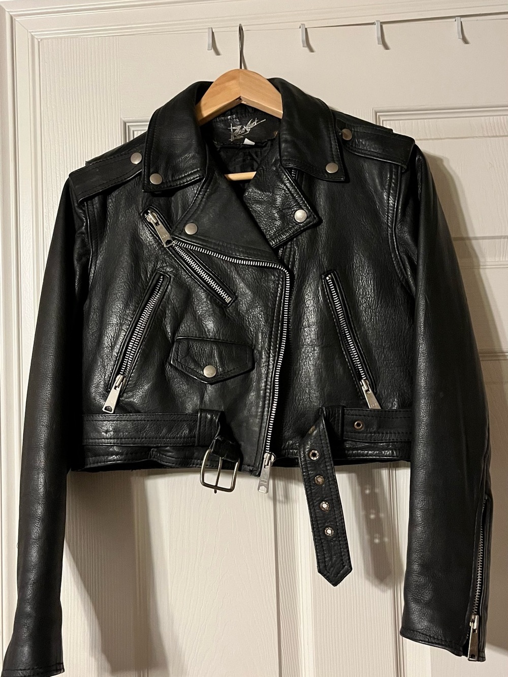 Bogart Black Cropped Leather Jacket